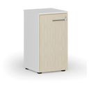 Niedriger Büroschrank mit Tür PRIMO WHITE, 400 x 420 x 740 mm, Weiß/Birke