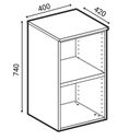 Niedriger Büroschrank mit Tür PRIMO WHITE, 400 x 420 x 740 mm, weiß/Eiche natur