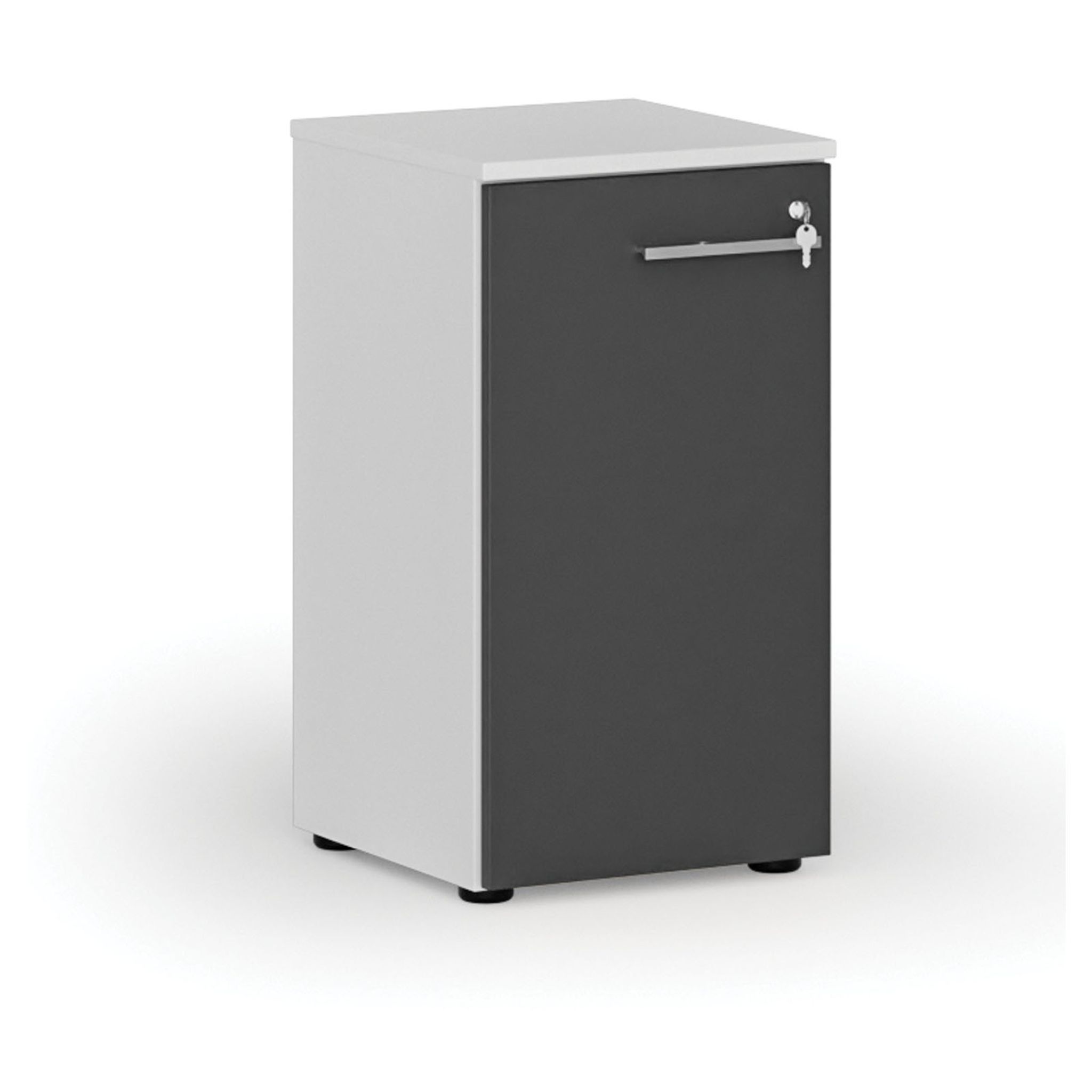 Niedriger Büroschrank mit Tür PRIMO WHITE, 400 x 420 x 740 mm, weiß/Graphit