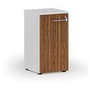 Niedriger Büroschrank mit Tür PRIMO WHITE, 400 x 420 x 740 mm, Weiß/Nussbaum