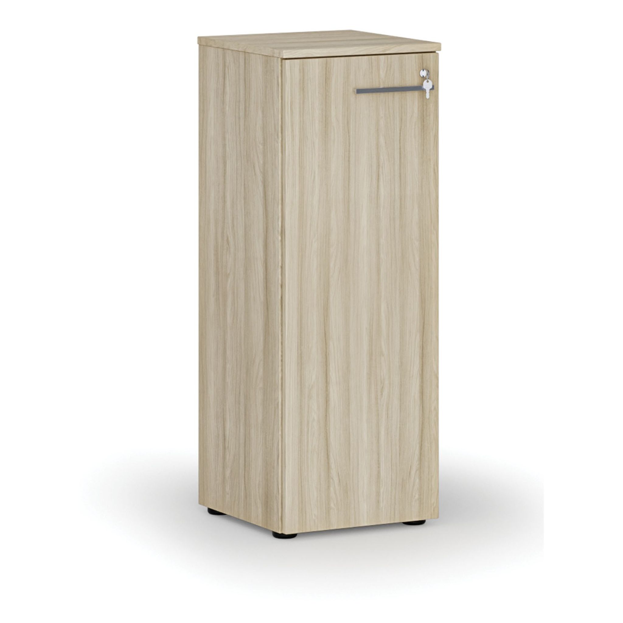 Niedriger Büroschrank mit Tür PRIMO WOOD, 400 x 420 x 1087 mm, Eiche natur