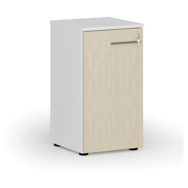 Nízka kancelárska skriňa s dverami PRIMO WHITE, 740 x 400 x 420 mm, biela/breza