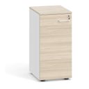 Nízká kancelářská skříňka PRIMO 2023, 740 x 400 x 420 mm, bílá/dub přírodní