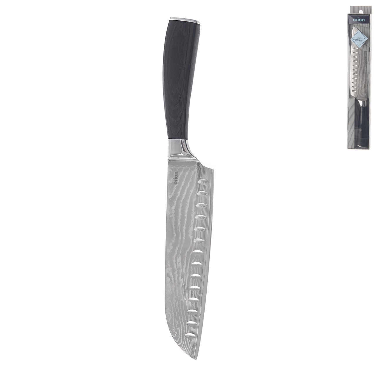 Fotografia produktu: Nôž kuchynský Santoku, damašková oceľ/pakka, 18,5 cm