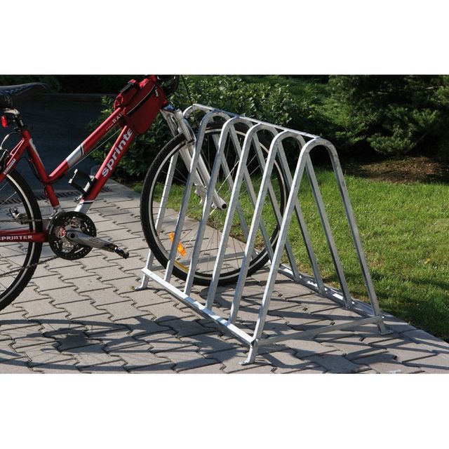 Obojstranný stojan na bicykle na zem, pre 5 bicyklov