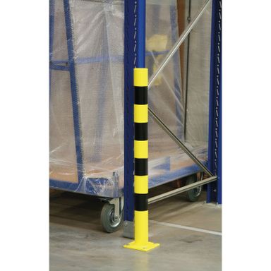 Ochranný oceľový stĺpik, priemer 76 mm, žltá/čierna