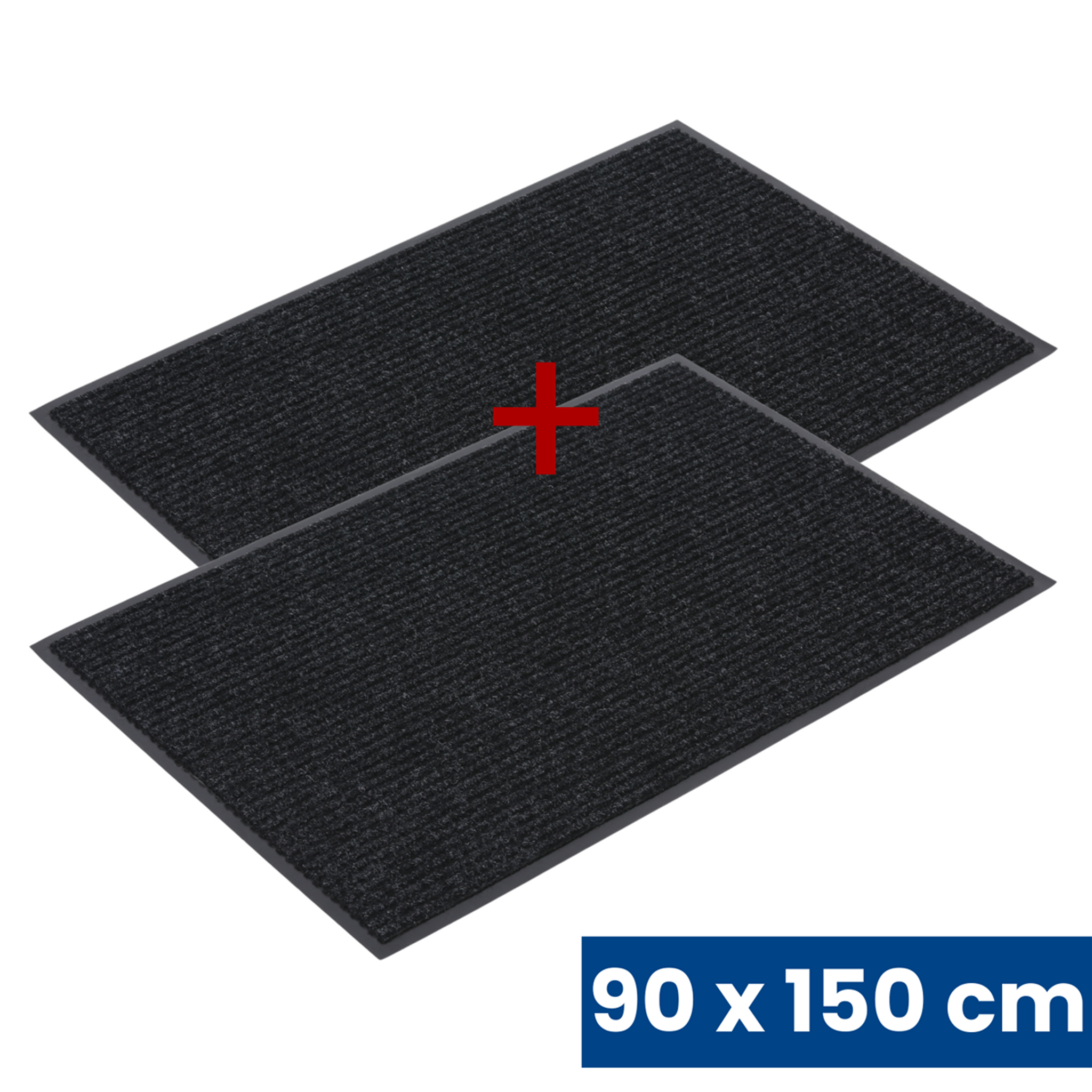 Odolná vstupní kobercová rohož s PVC 1+1 ZDARMA, 90 x 150 cm, černá