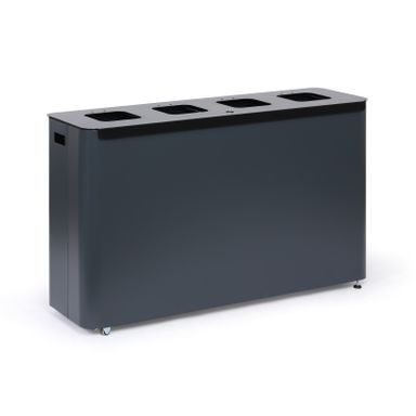 Odpadkový koš na tříděný odpad, 4 x 60 l, lakovaný šedý