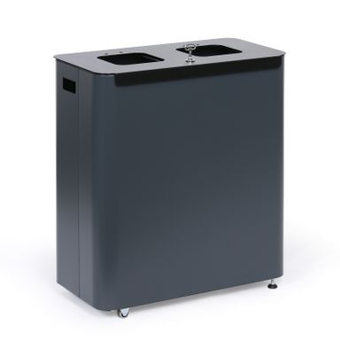 Odpadkový kôš na triedený odpad, 2 x 60 l, lakovaný sivý