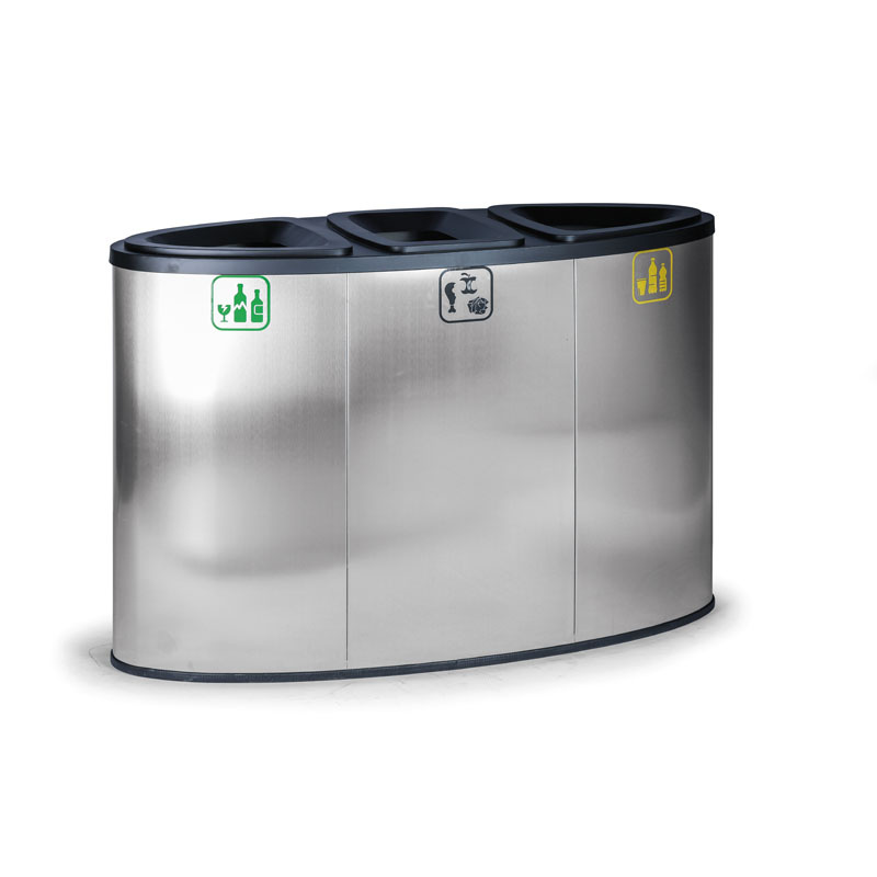 Fotografia produktu: Odpadkový kôš na triedený odpad, 3x 43 l, nerezový