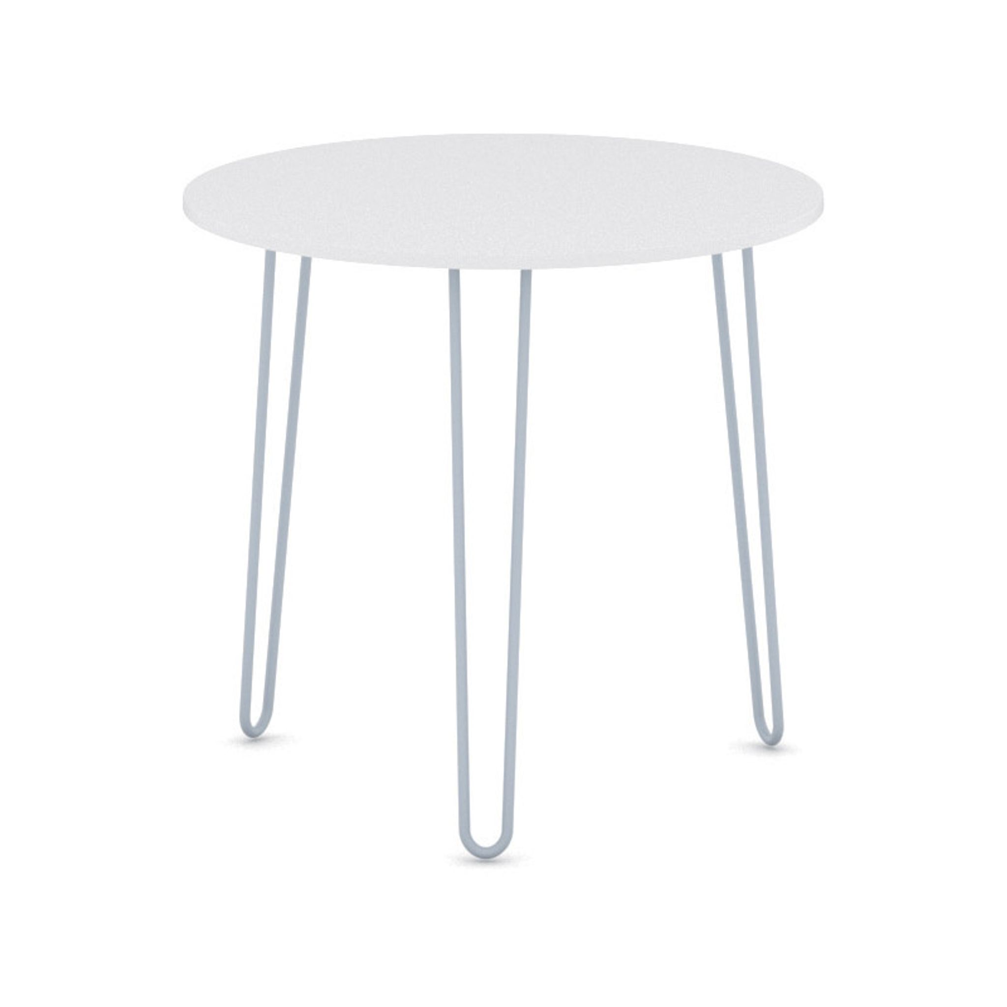Okrúhly jedálenský stôl SPIDER, priemer 80 cm, sivo-strieborná podnož, biela