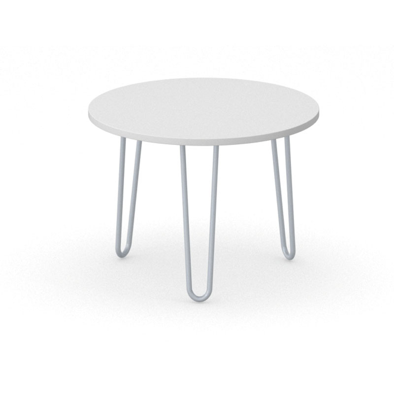 Fotografia produktu: Okrúhly konferenčný stôl SPIDER, priemer 60 cm, sivo-strieborná podnož, biela