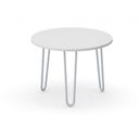 Okrúhly konferenčný stôl SPIDER, priemer 60 cm, sivo-strieborná podnož, biela