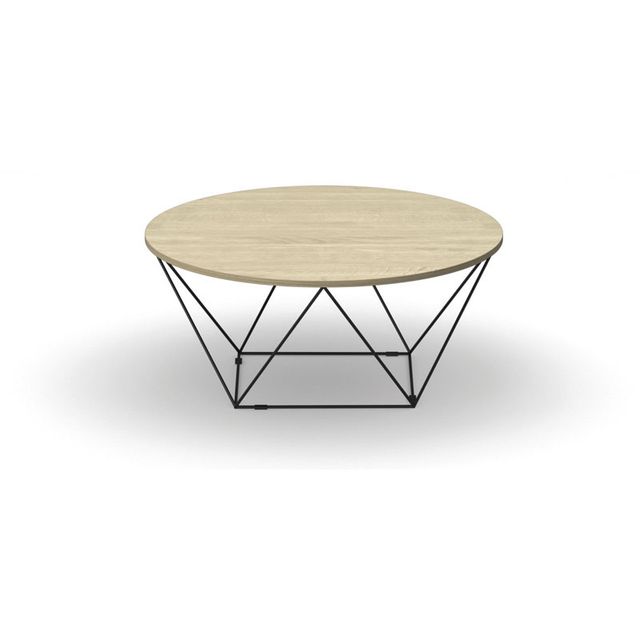 Okrúhly konferenčný stôl WIRE, priemer 1050 mm, dub prírodný