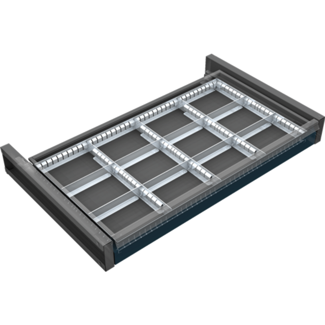 Organizér nářadí do zásuvky skříní KOVOS se šířkou 505 mm, 12 přihrádek