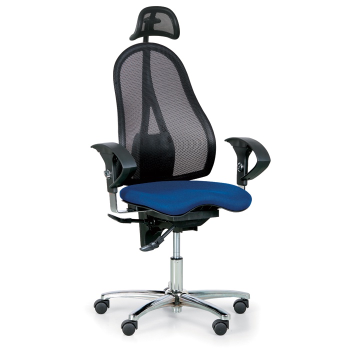 Topstar Orthopädischer Bürostuhl EXETER NET mit Kopfstütze, blau