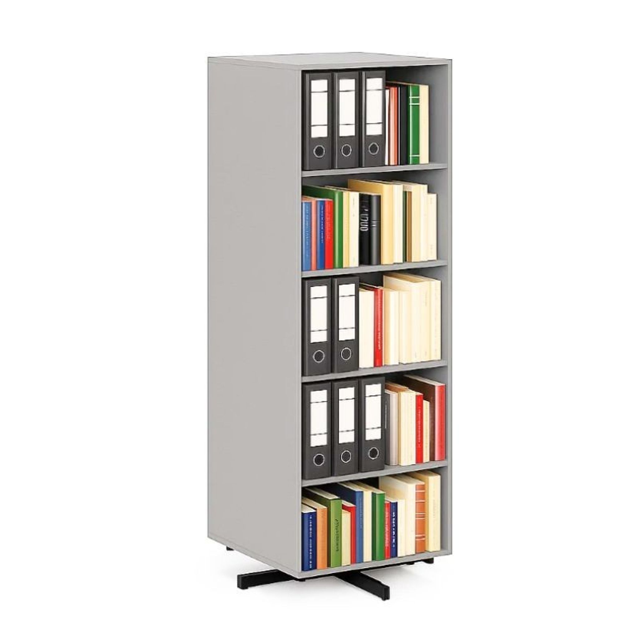 Otočný regál, 680×680×1932 mm, 2x 5 políc, sivá