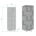 Otočný regál, 680×680×1932 mm, 4x 5 oddielov, biela