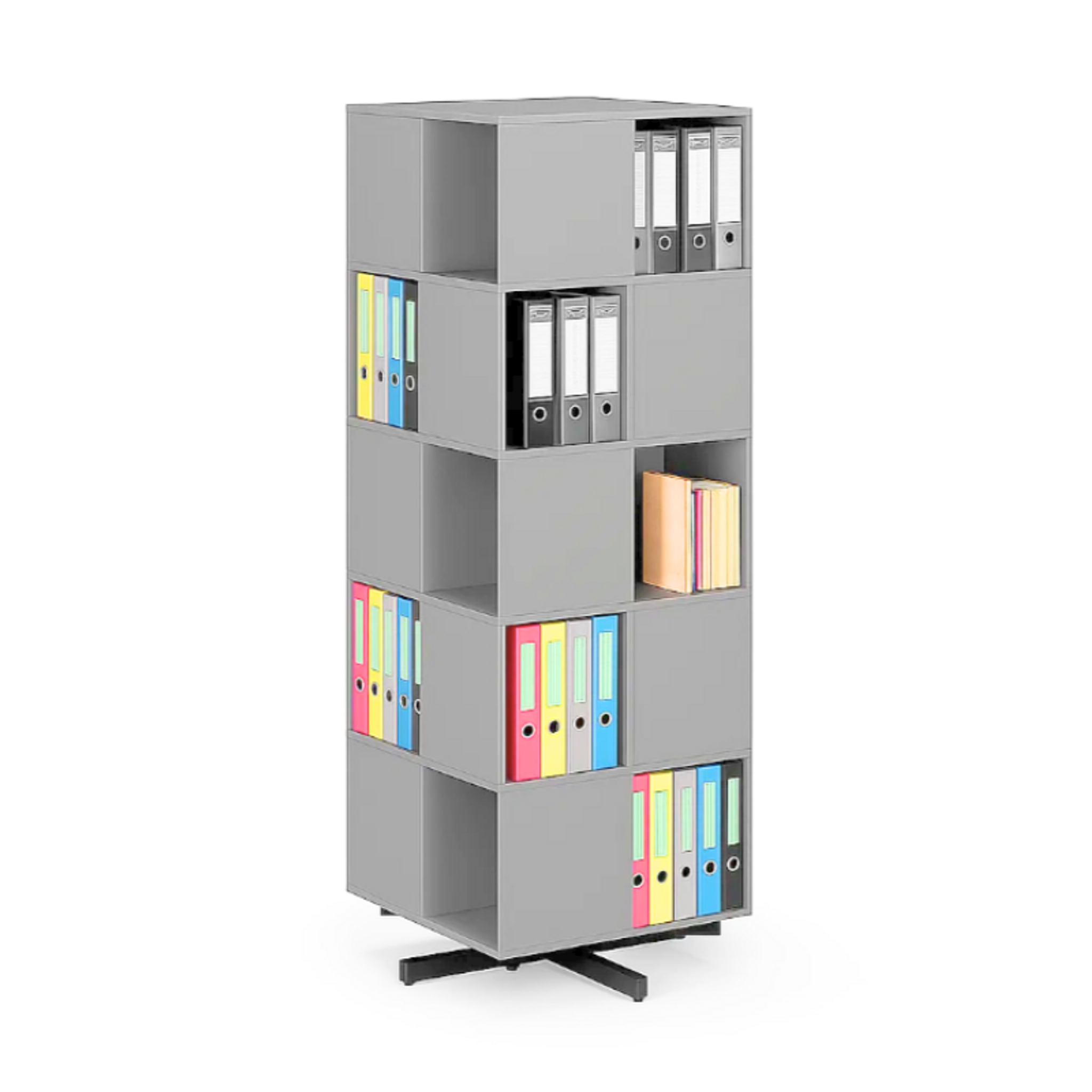 Otočný regál, 680×680×1932 mm, 4x 5 oddielov, sivá