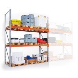 Palettenregal 5500x2700x800 mm, 3 Ebenen, Anbauregal | B2B Partner