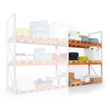 Palettenregal 4400x2700x800 mm, 3 Ebenen, Anbauregal