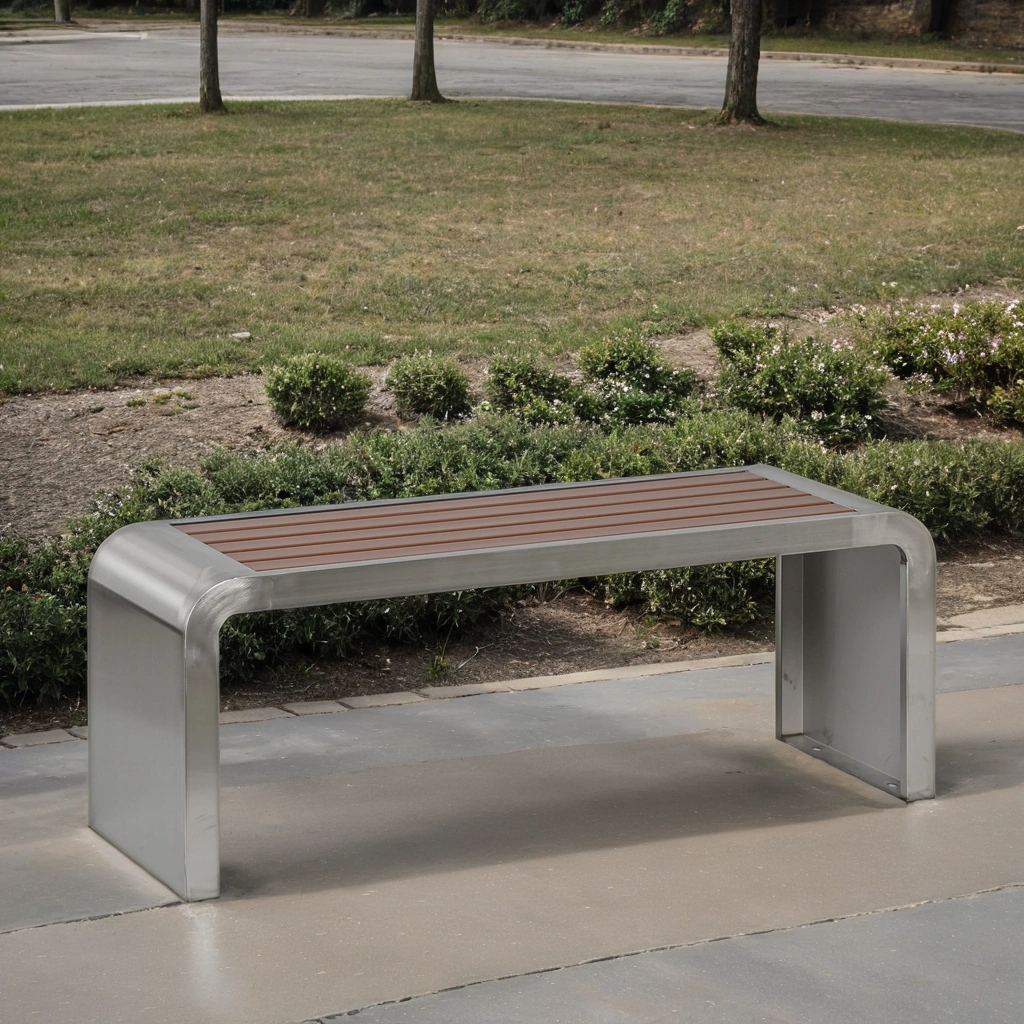 B2B Partner Parkbank RESTO, 1200 mm, Edelstahl/braun 2