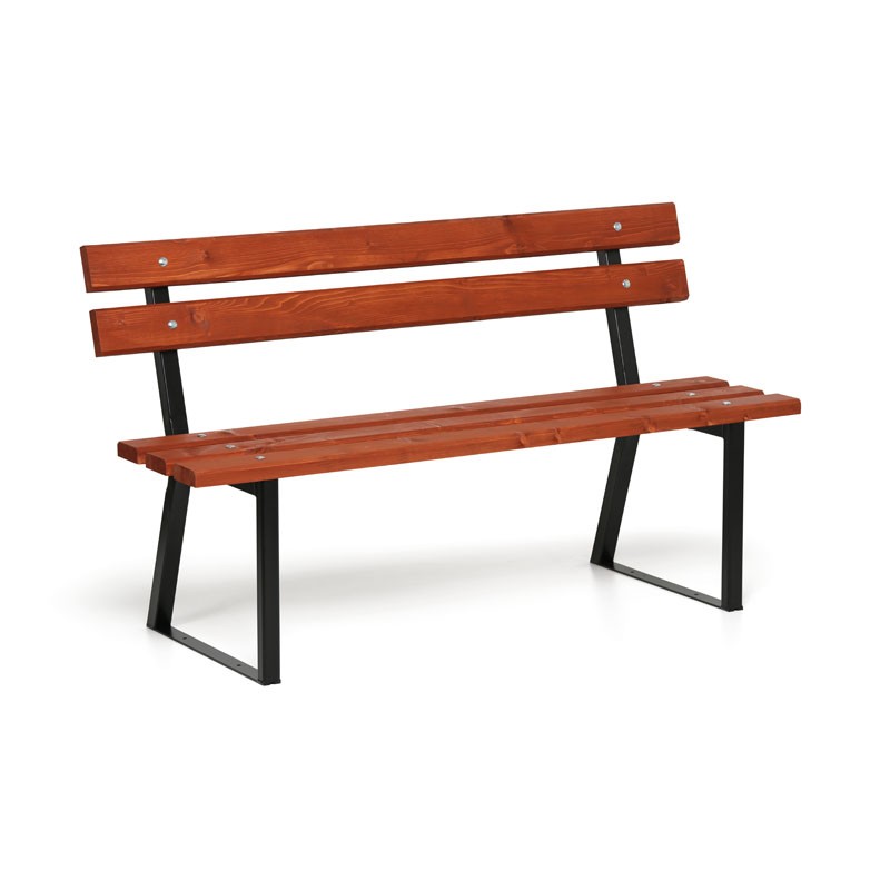 B2B Partner Parkbank STANDARD mit Rückenlehne, 1500 mm, dunkles Mahagoni