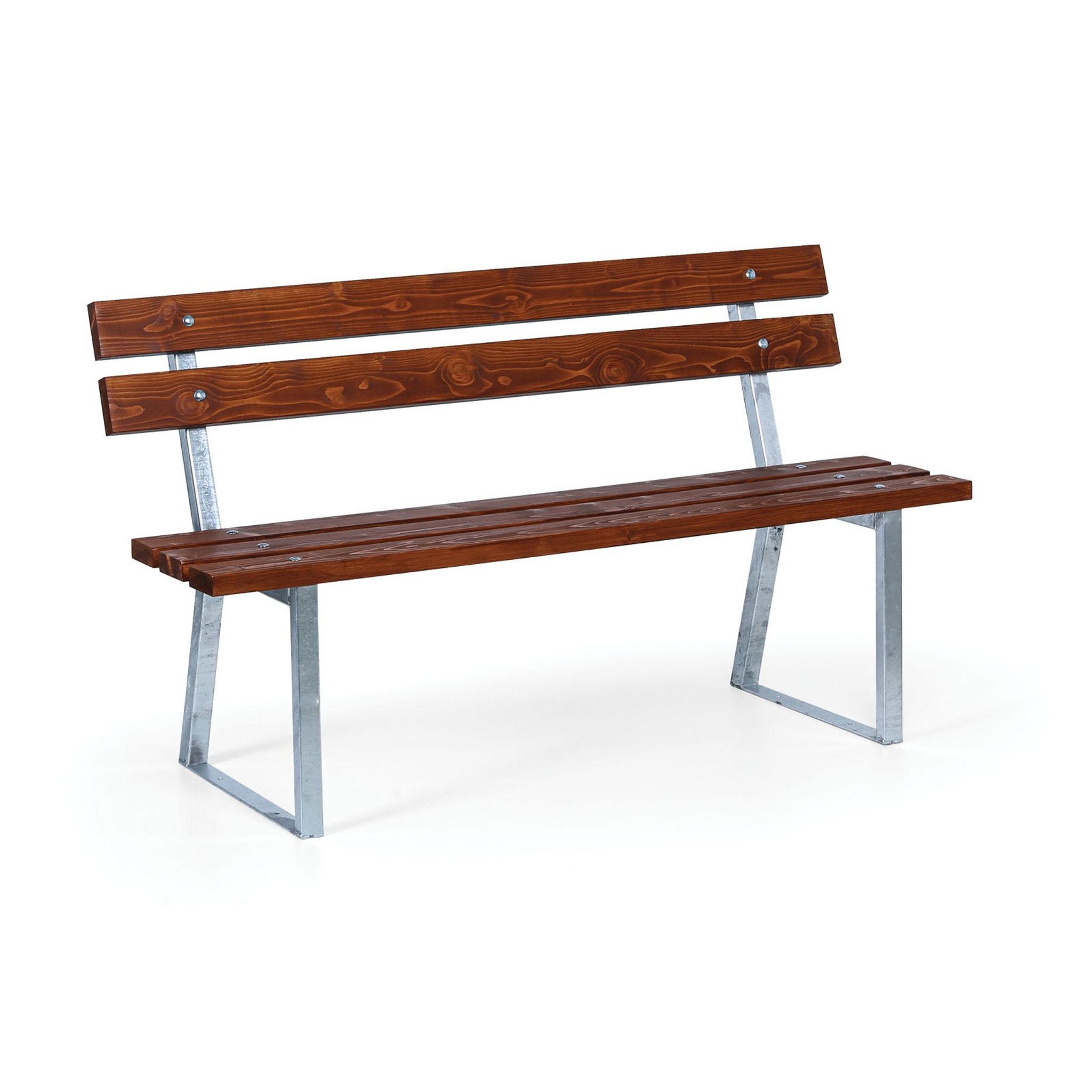 Parkbank STANDARD mit Rückenlehne, verzinkt, 1500 mm, schwarzes Mahagoni