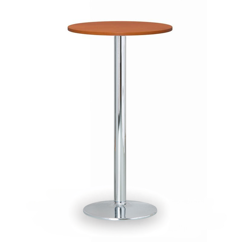 B2B Partner Partytisch, Gastro Stehtisch OLYMPO II, Durchmesser 60 cm, verchromtes Fußgestell, Platte Kischbaum