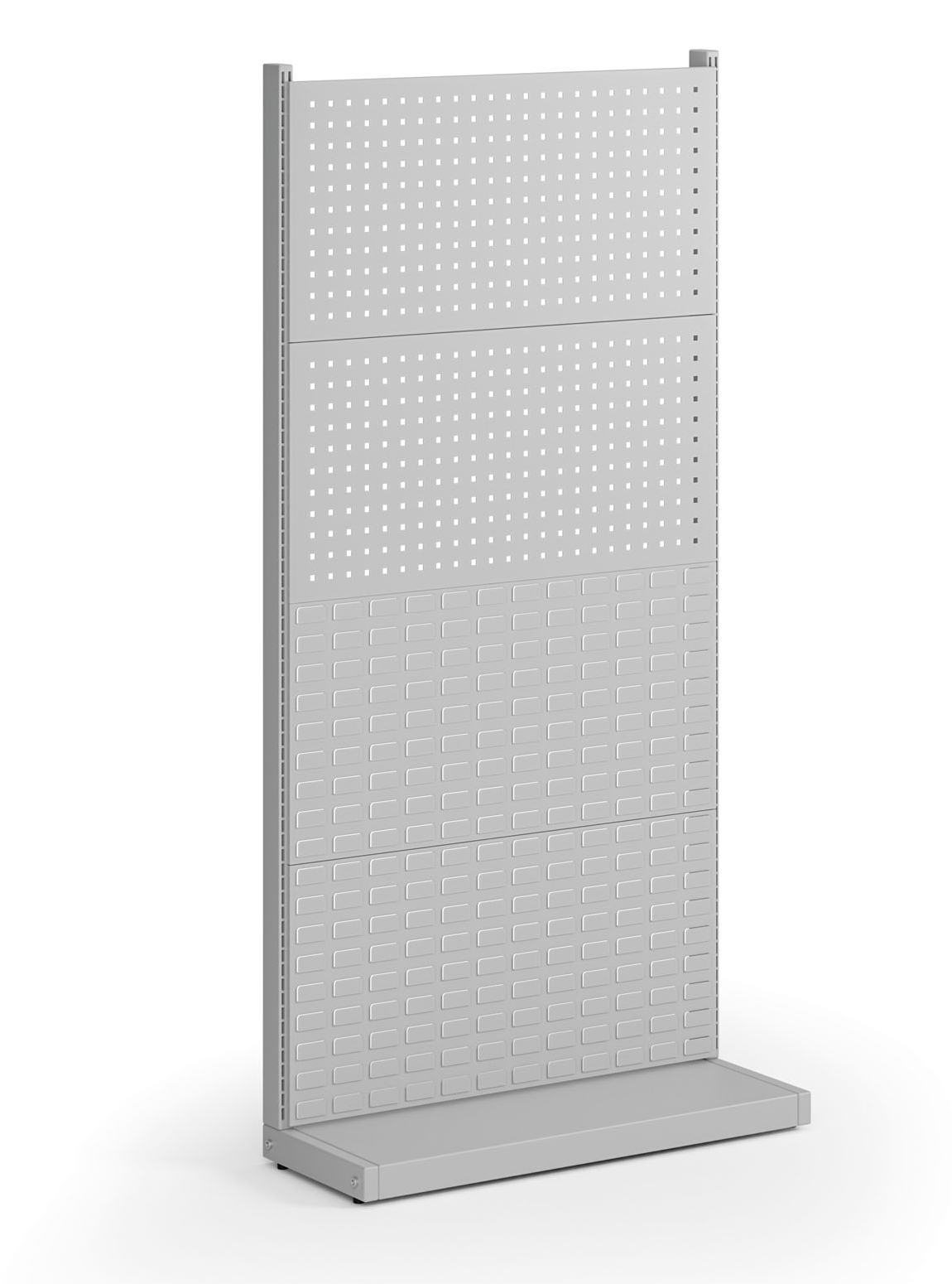 Fotografia produktu: Perforovaný stojan, jednostranný, 2x panel na náradie, 2x panel na boxy, 960 x 385 x 1964 mm
