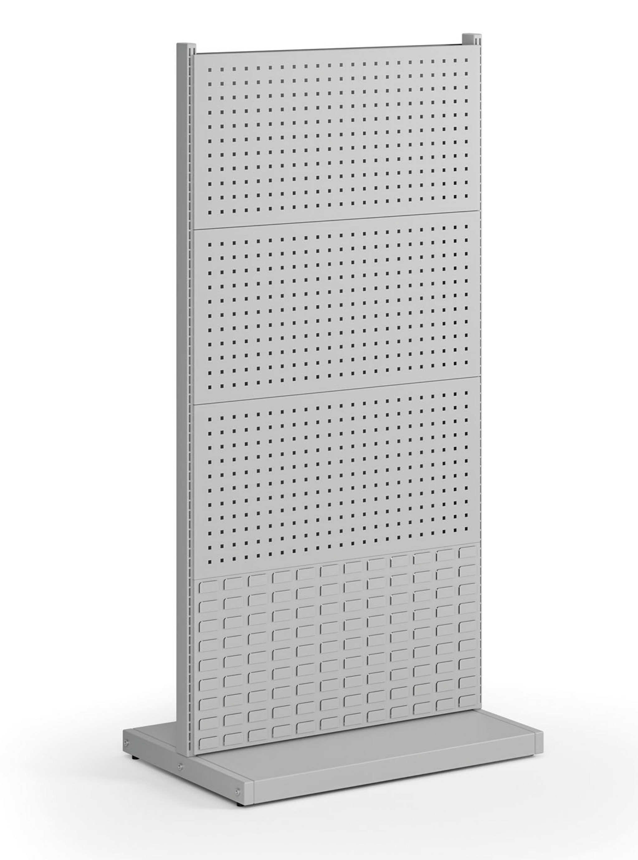 Perforovaný stojan, oboustranný, 6x panel na nářadí, 2x panel na boxy, 960 x 640 x 1964 mm