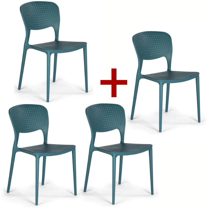 B2B Partner Plastik-Esszimmerstuhl EASY II 3+1 GRATIS, blau