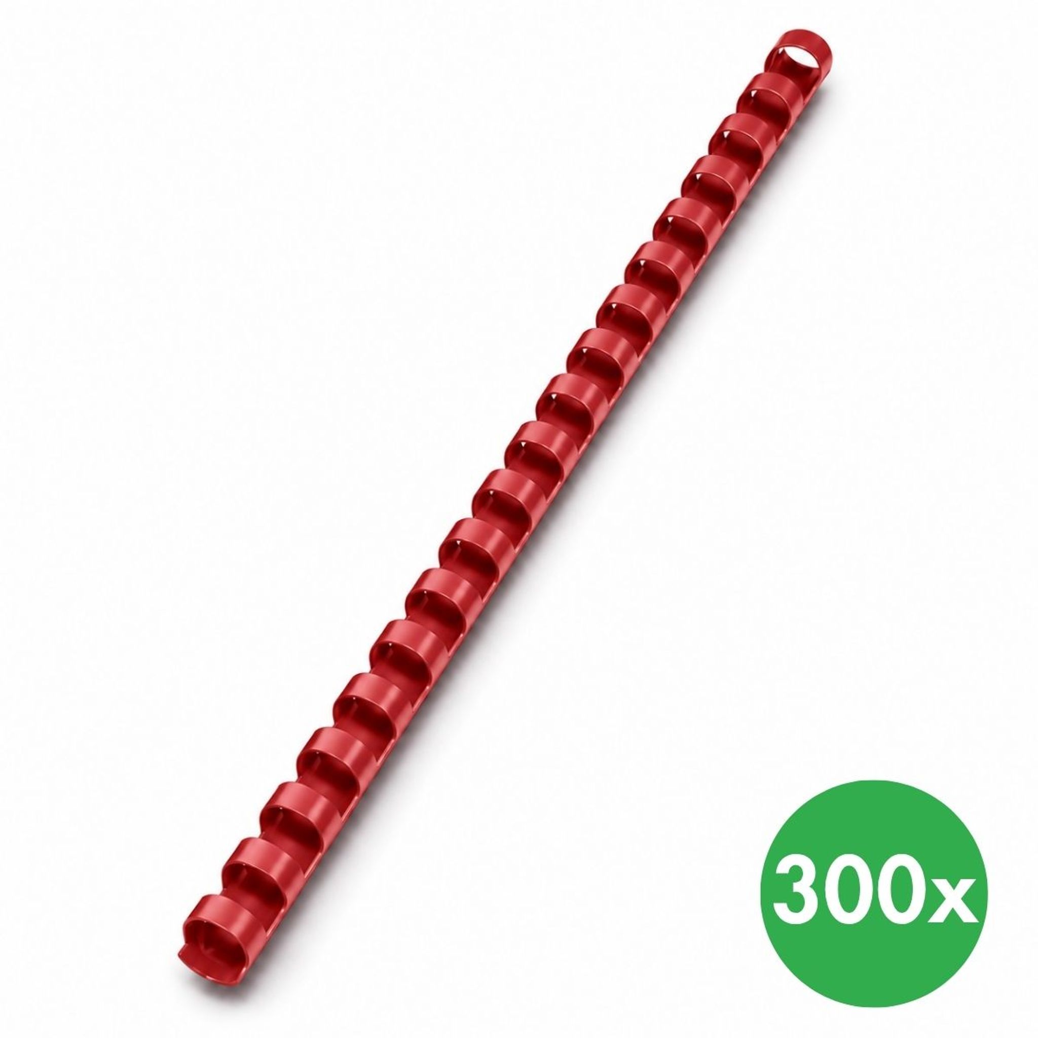 Plastikbinderücken 12 mm, rot, Packung mit 300 Stück
