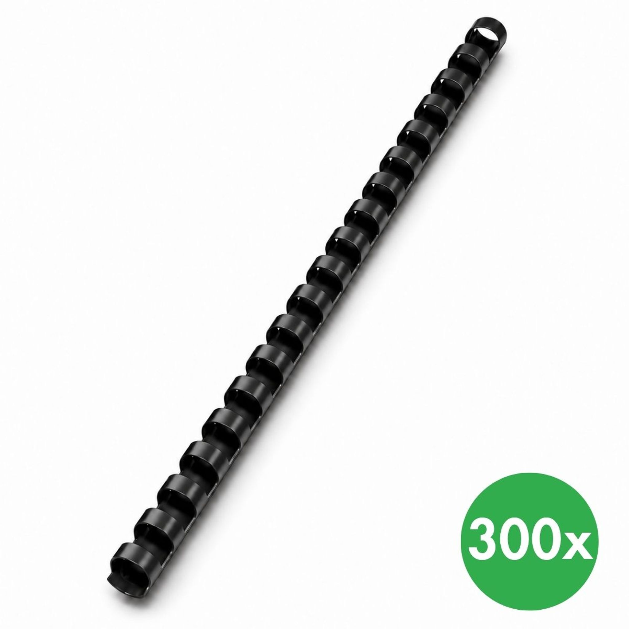 Plastikbinderücken 12 mm, schwarz, Packung mit 300 Stück