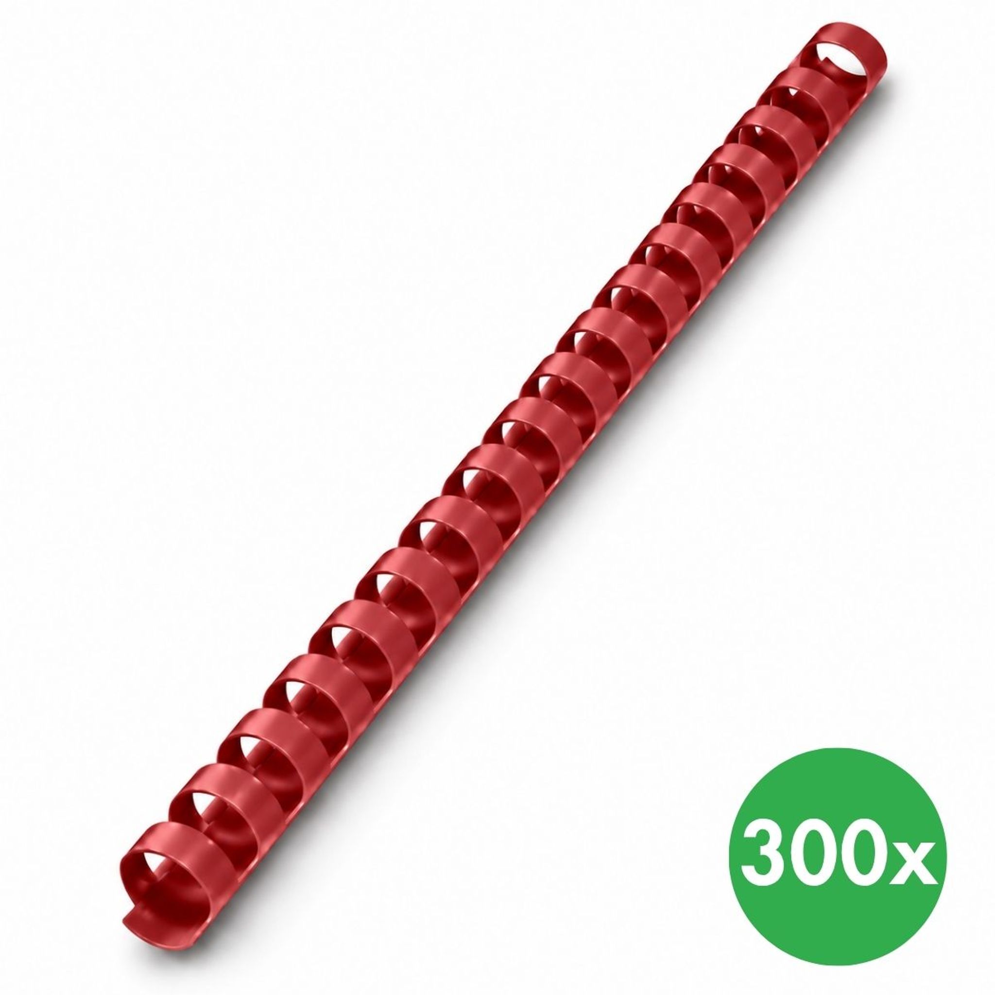 Plastikbinderücken 16 mm, rot, Packung mit 300 Stück