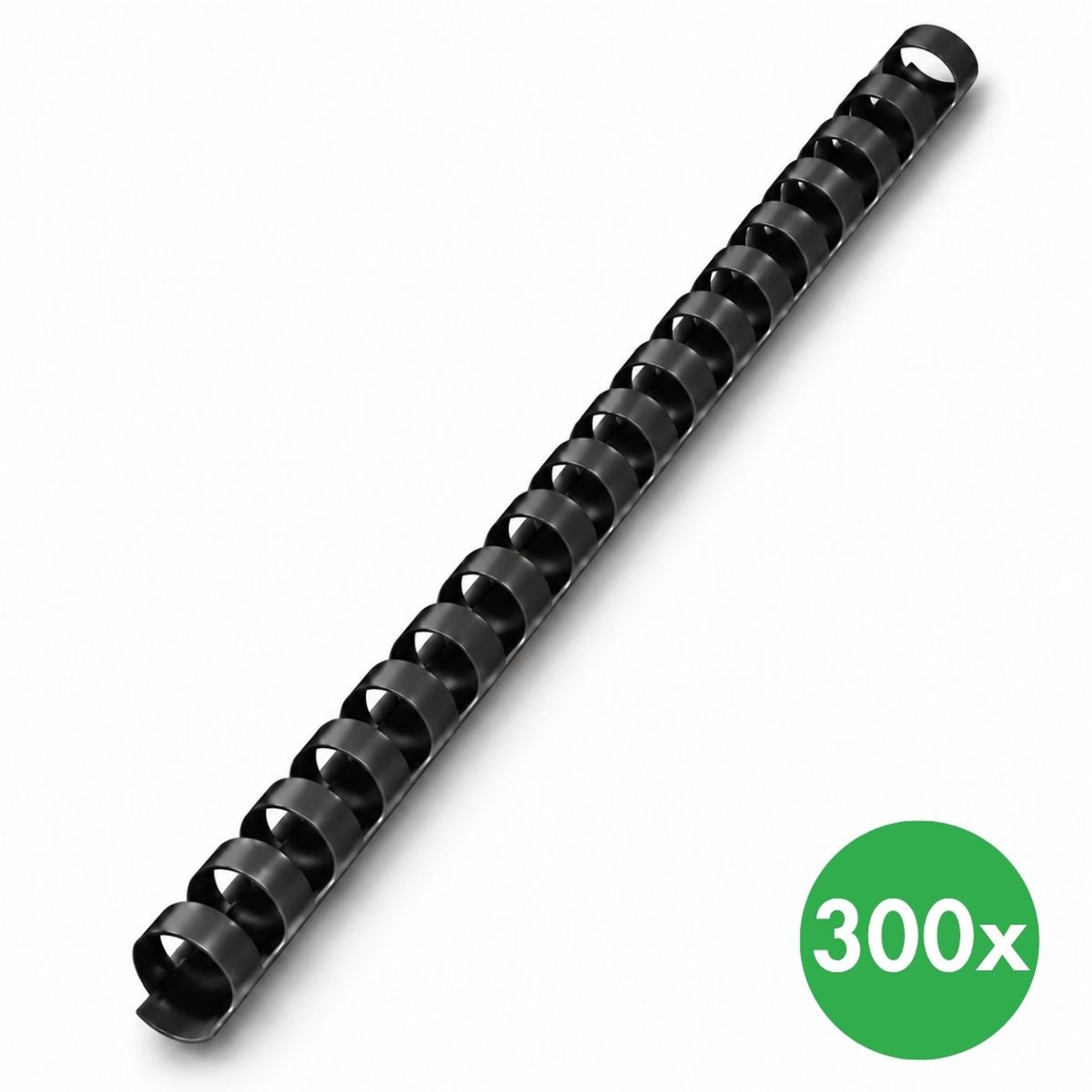 Plastikbinderücken 16 mm, schwarz, Packung mit 300 Stück