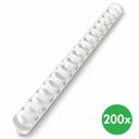Plastikbinderücken 19 mm, weiß, Packung mit 200 Stück