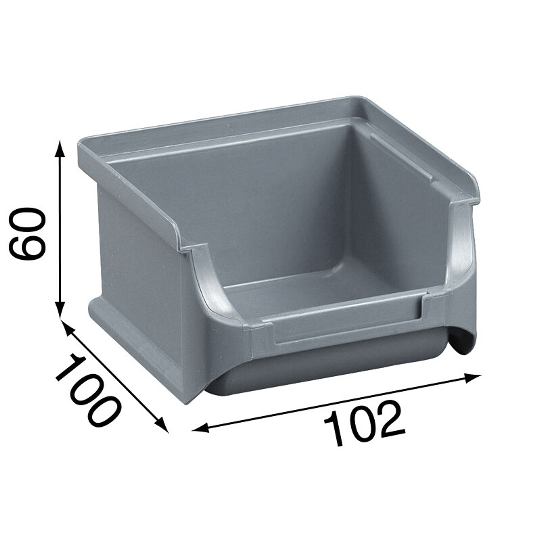 Plastikowe pojemniki PLUS 1, 102x100x60 mm, szare, 30 szt.