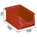 Plastikowe pojemniki PLUS 2, 102 x 160 x 75 mm, czerwone, 24 szt.