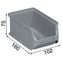 Plastikowe pojemniki PLUS 2, 102 x 160 x 75 mm, szare, 24 szt.