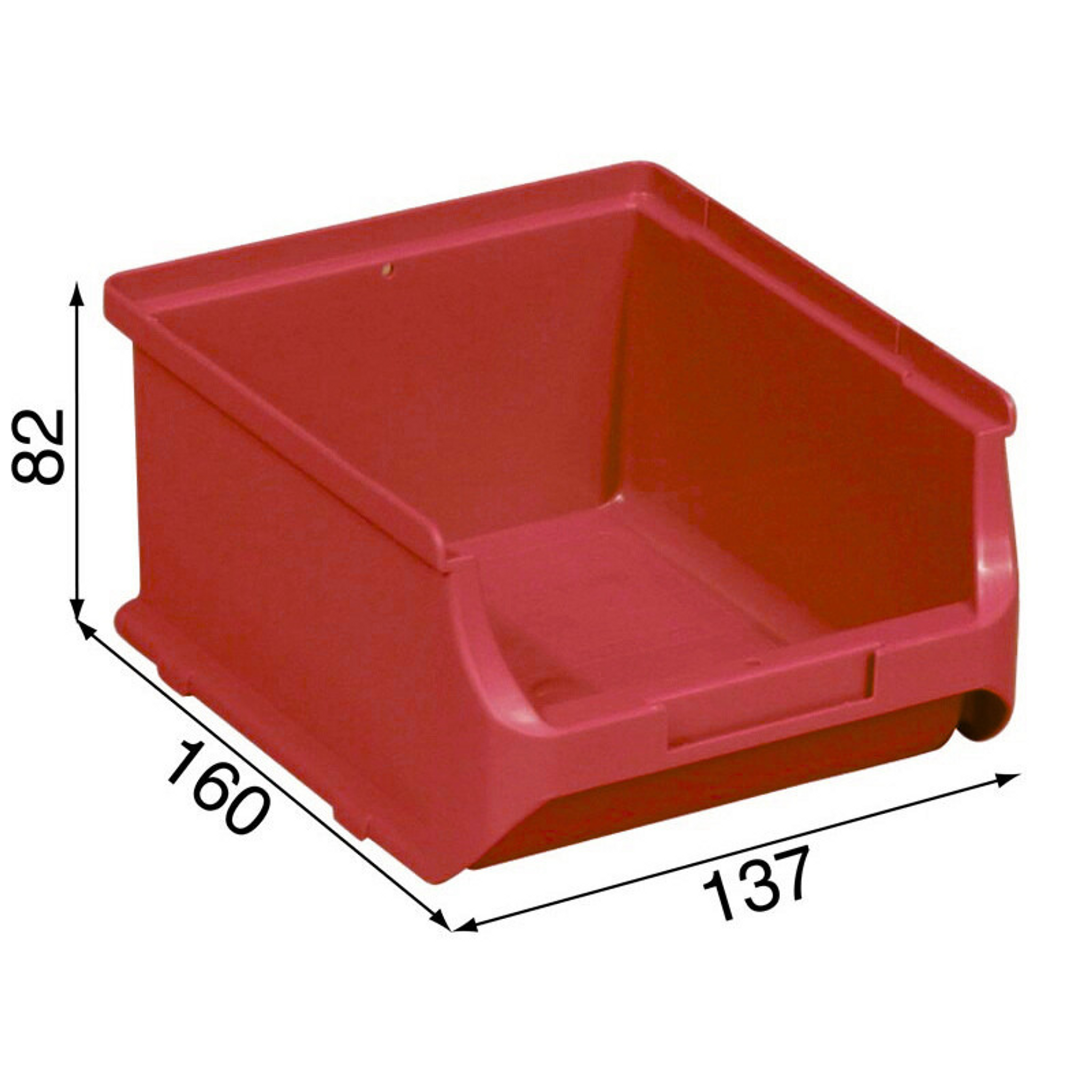 Plastikowe pojemniki PLUS 2B, 137 x 160 x 82 mm, czerwone, 20 szt.