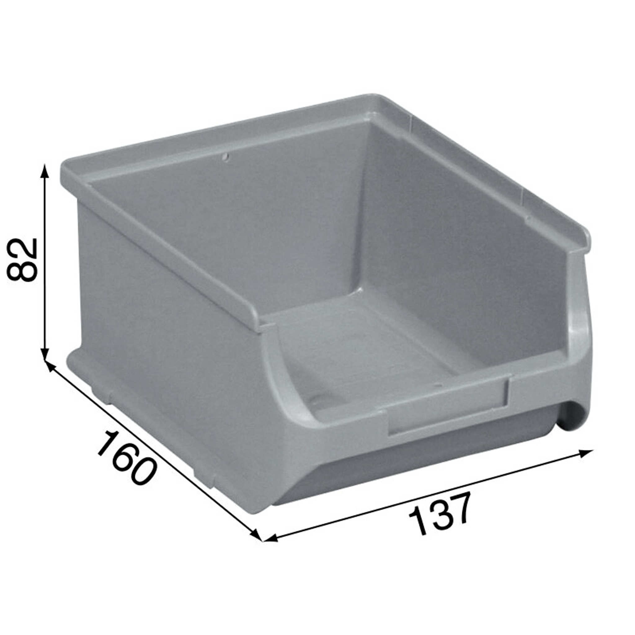 Plastikowe pojemniki PLUS 2B, 137 x 160 x 82 mm, szare, 20 szt.