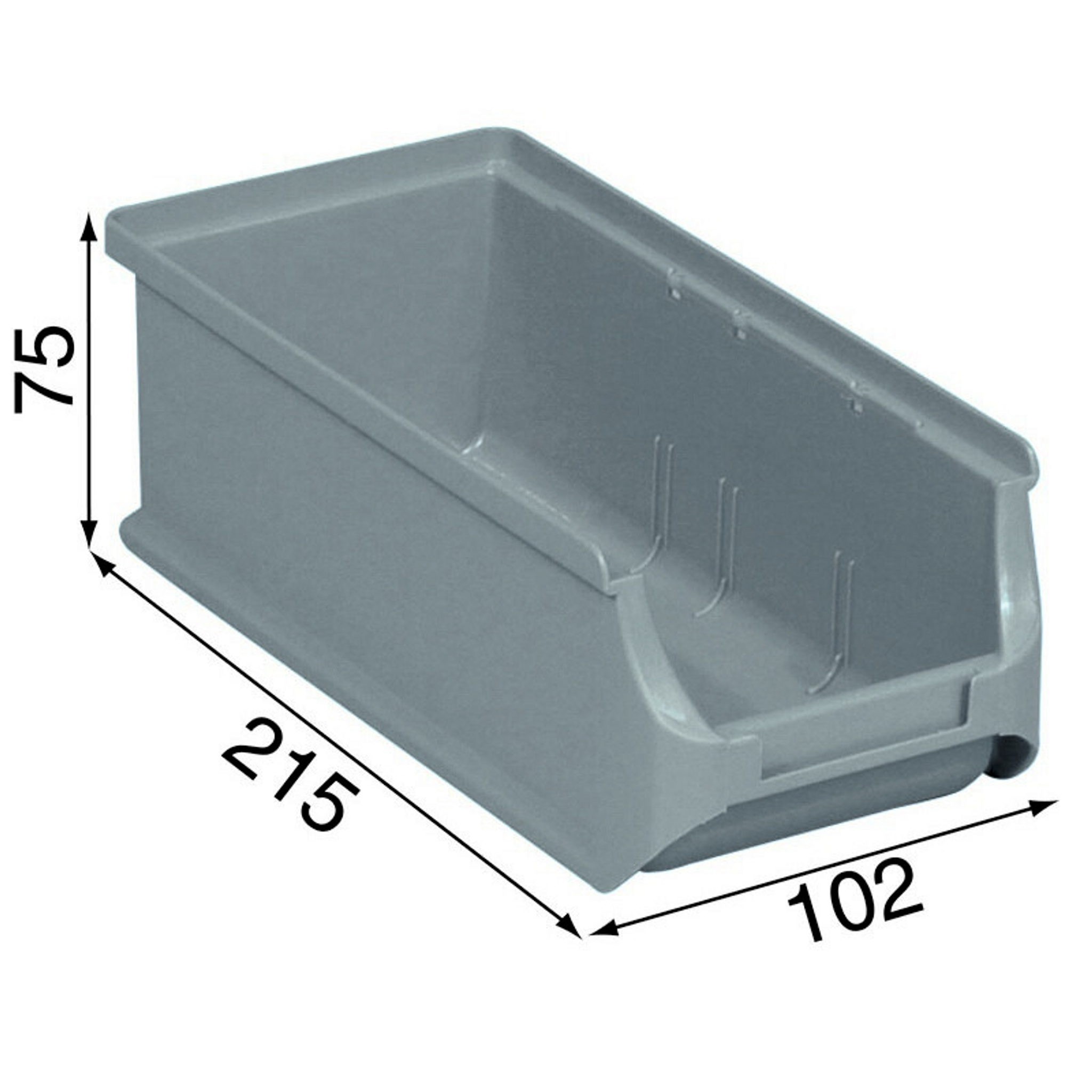 Plastikowe pojemniki PLUS 2L, 102 x 215 x 75 mm, szare, 20 szt.