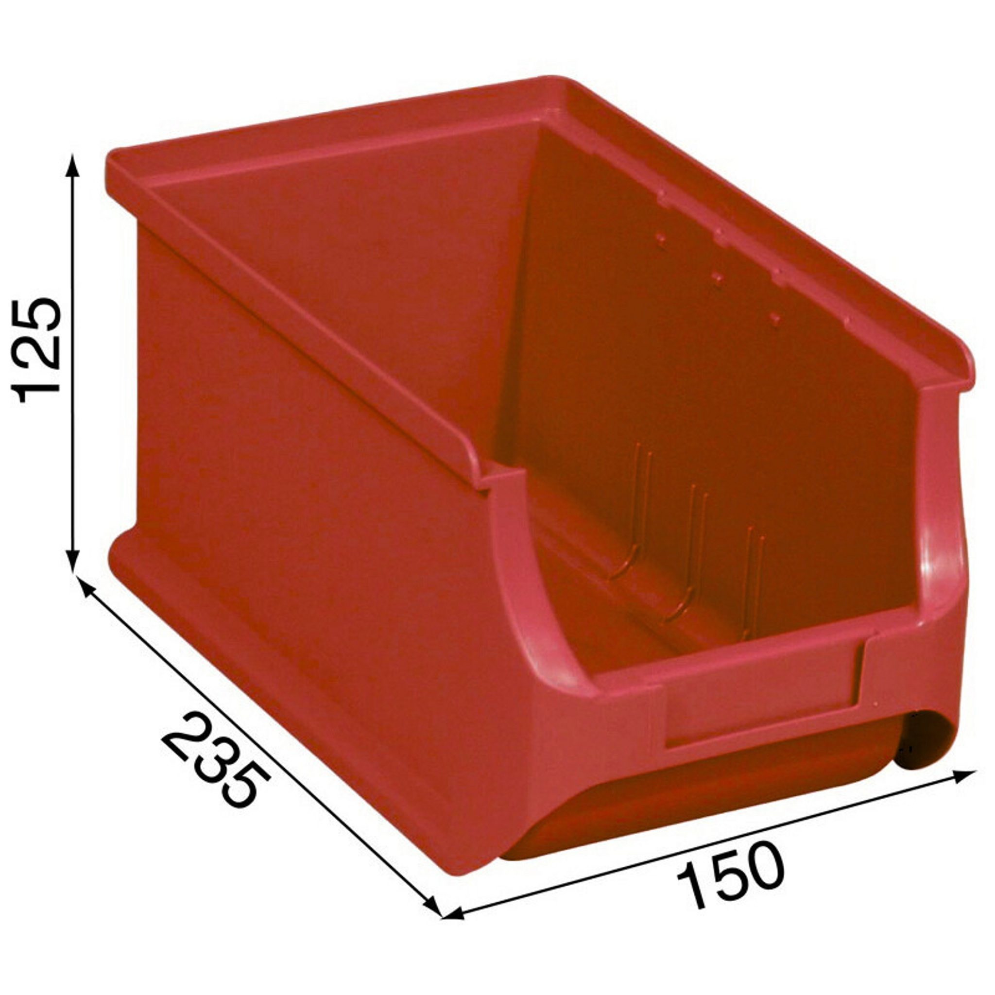 Plastikowe pojemniki PLUS 3, 150 x 235 x 125 mm, czerwone, 24 szt.