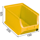 Plastikowe pojemniki PLUS 3, 150 x 235 x 125 mm, żółte, 24 szt.