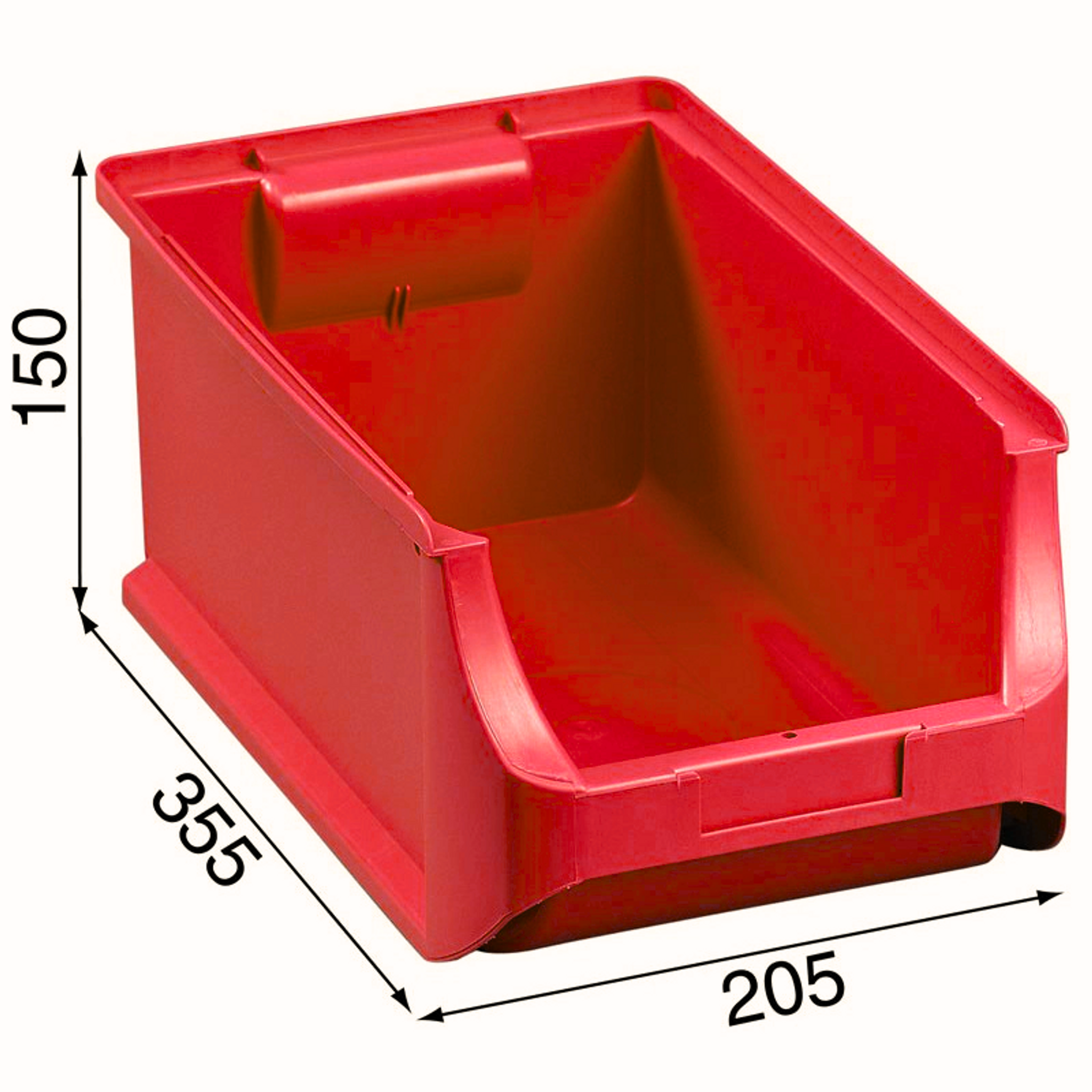 Plastikowe pojemniki PLUS 4, 205 x 355 x 150 mm, czerwone, 12 szt.