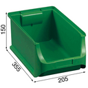 Plastikowe pojemniki PLUS 4, 205 x 355 x 150 mm, zielone, 12 szt.