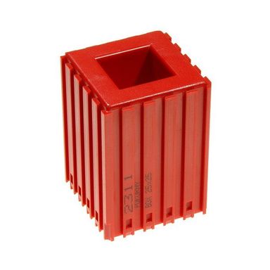 Plastikowe pudełko na noże tokarskie z profilem uchwytowym 25x25, moduł 5x5, 1 wnęka, kolor czerwony