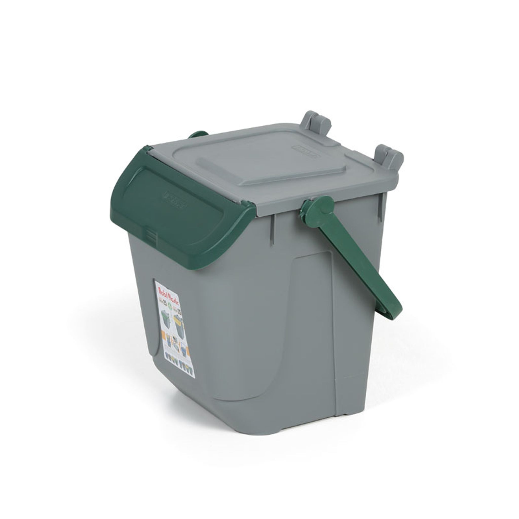 Plastikowy kosz do segregacji odpadów ECOLOGY, 25 l, szaro-zielony