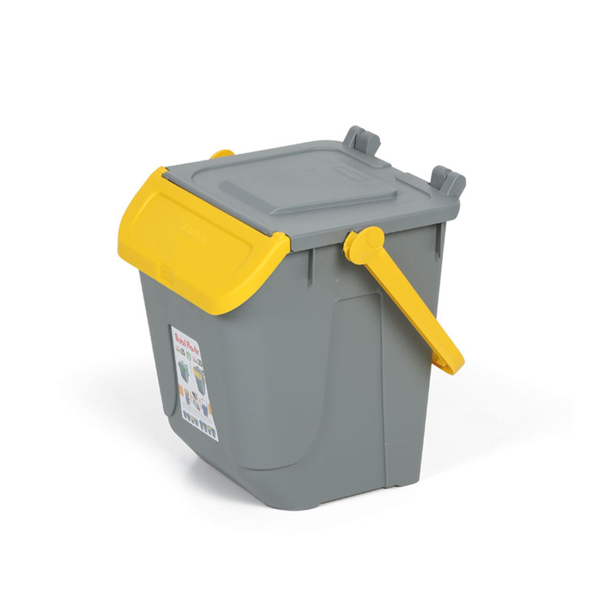 Plastikowy kosz do segregacji odpadów ECOLOGY, 25 l, szaro-żółty